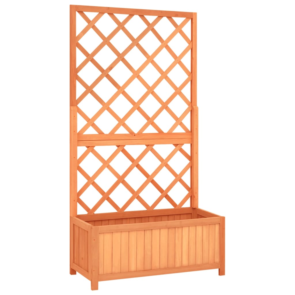 Vidaxl lattenwerkplantenbak 70x30x135 cm massief vurenhout bruin