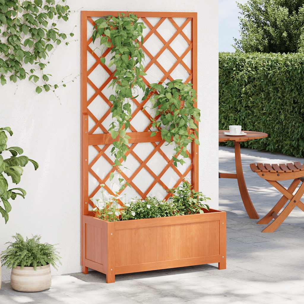Vidaxl lattenwerkplantenbak 70x30x135 cm massief vurenhout bruin