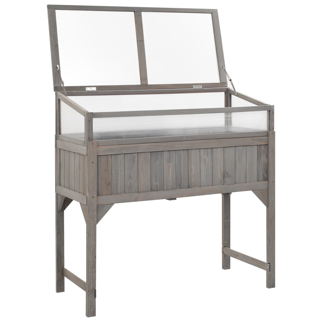 Vidaxl plantenbak verhoogd met kas 110x54x120 cm massief vuurhout