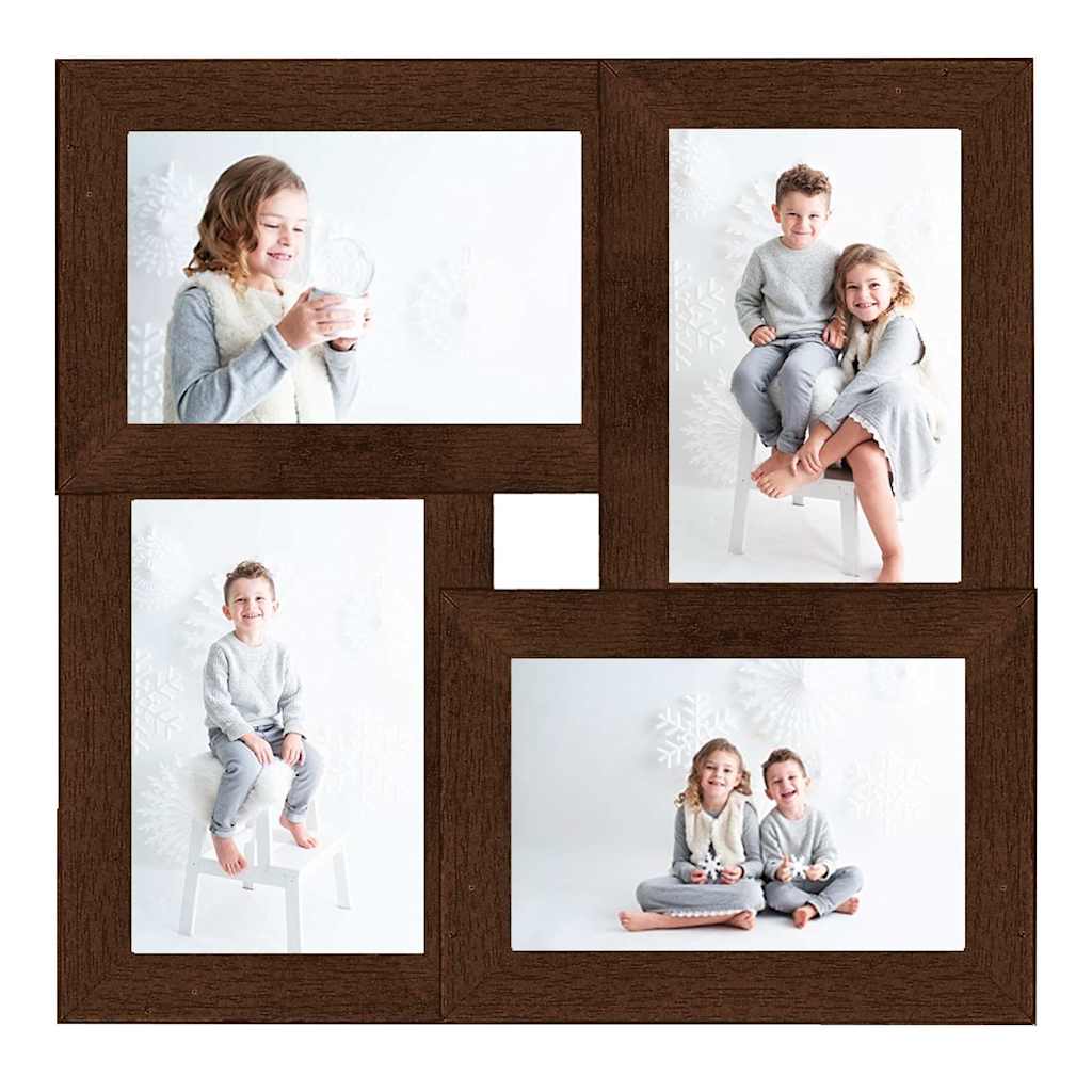 Vidaxl fotolijst voor 4x(10x15 cm) foto mdf donkerbruin