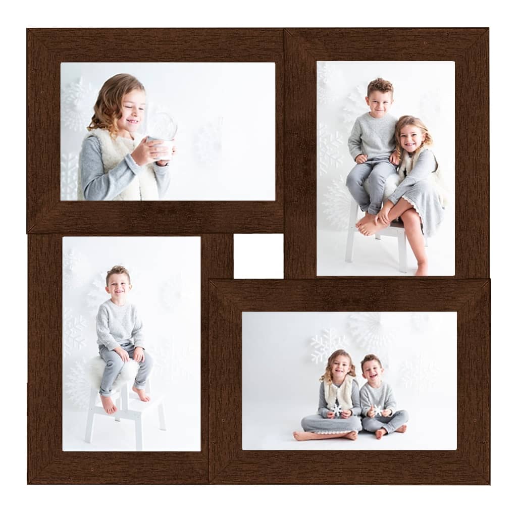 Vidaxl fotolijst voor 4x(13x18 cm) foto mdf donkerbruin