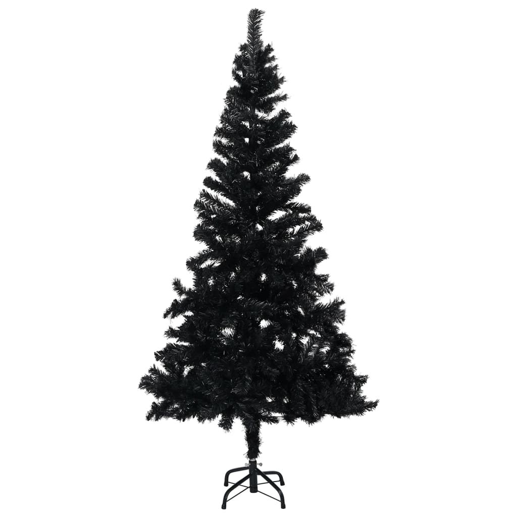 VidaXL Kunstkerstboom met verlichting en kerstballen 150 cm PVC zwart