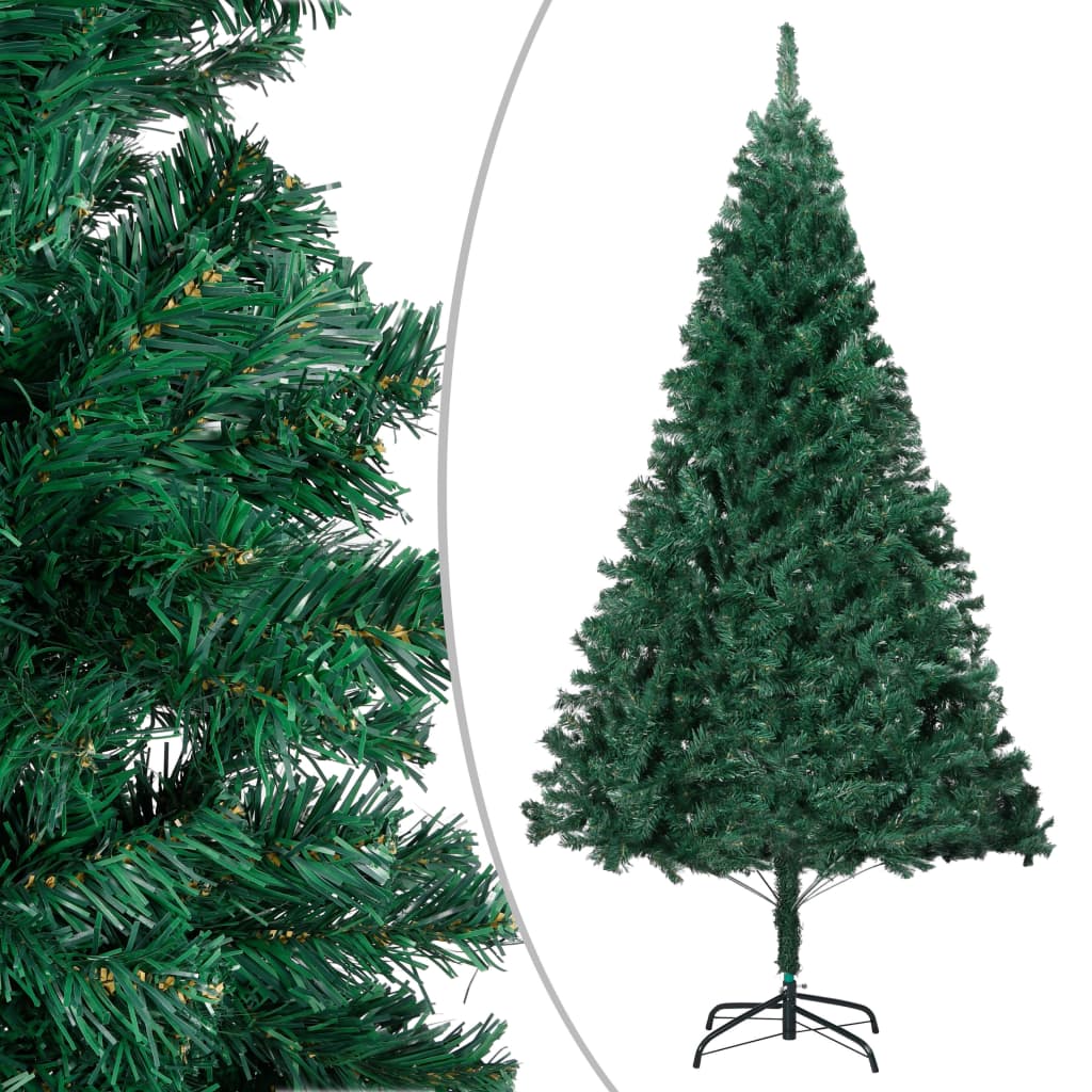 Vidaxl kunstkerstboom met verlichting en kerstballen 210 cm pvc groen