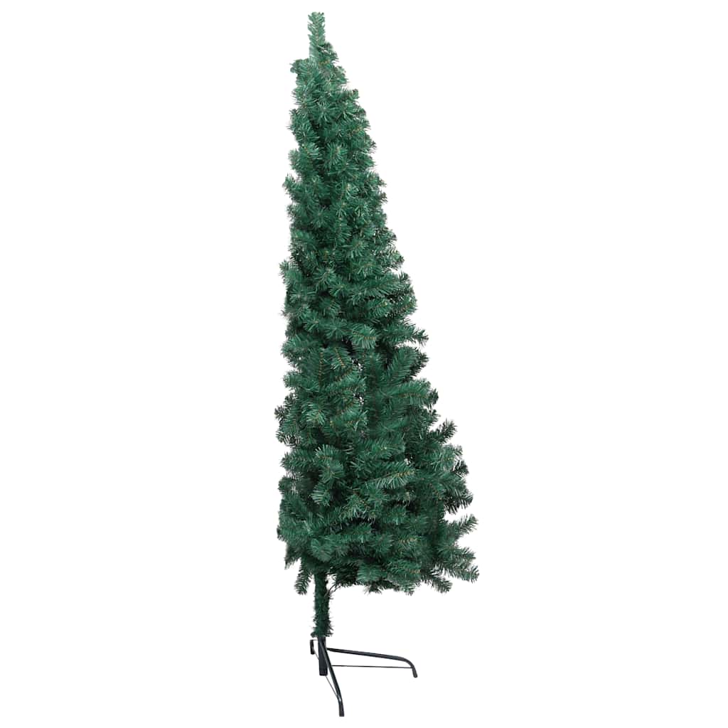 Vidaxl kunstkerstboom met verlichting en kerstballen half 120 cm groen