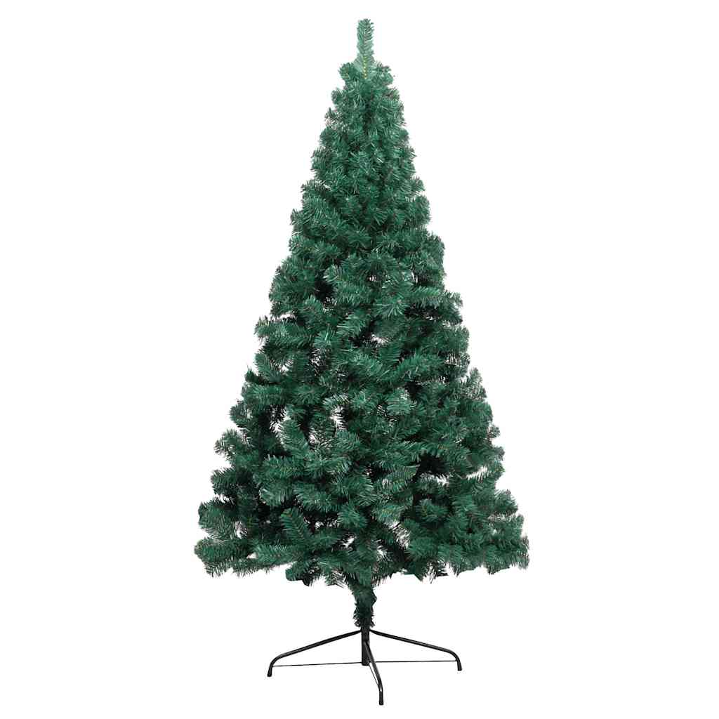 Vidaxl kunstkerstboom met verlichting en kerstballen half 150 cm groen