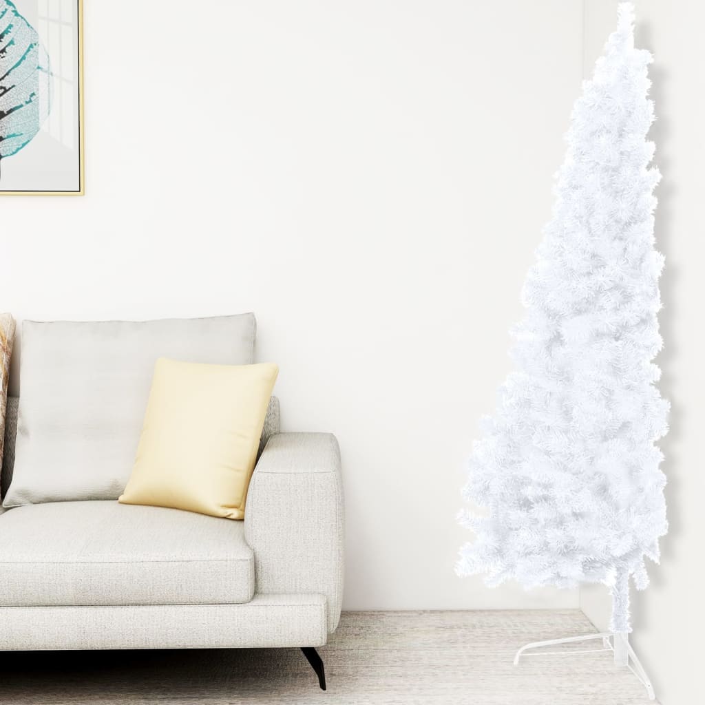 VidaXL Kunstkerstboom met verlichting en kerstballen half 240 cm wit