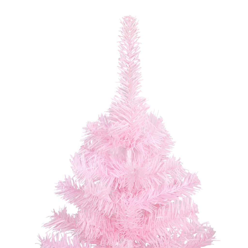 Vidaxl kunstkerstboom met verlichting en kerstballen 180 cm pvc roze