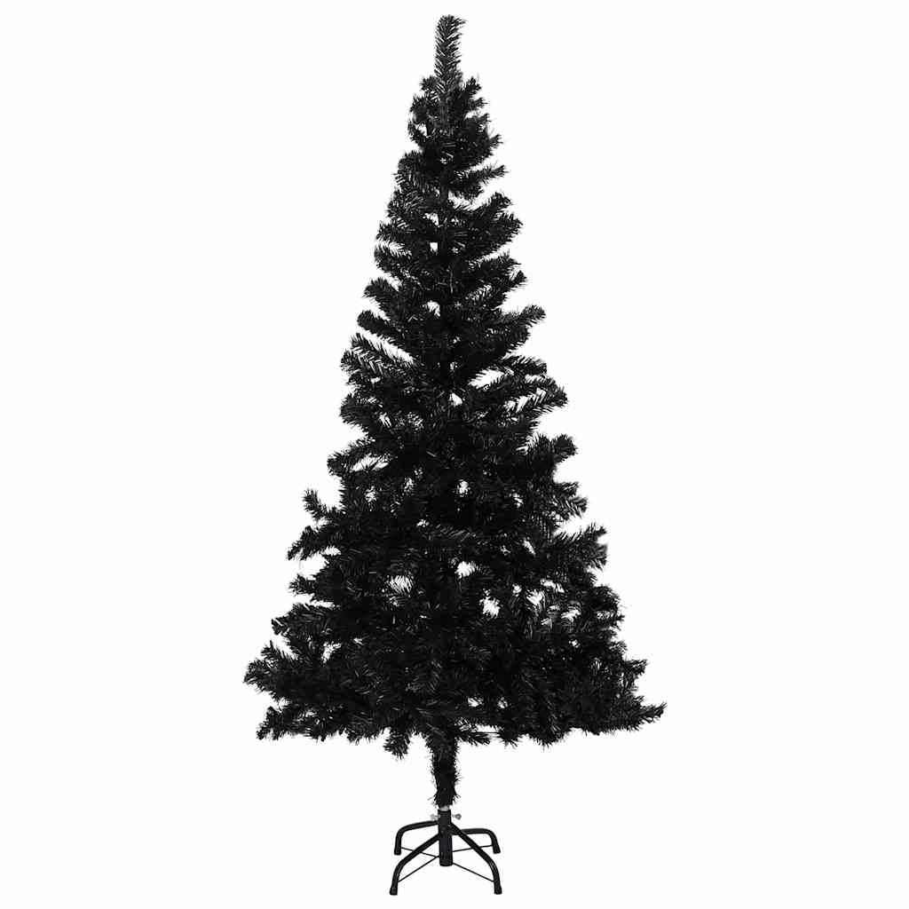 Vidaxl kunstkerstboom met verlichting en kerstballen 150 cm pvc zwart
