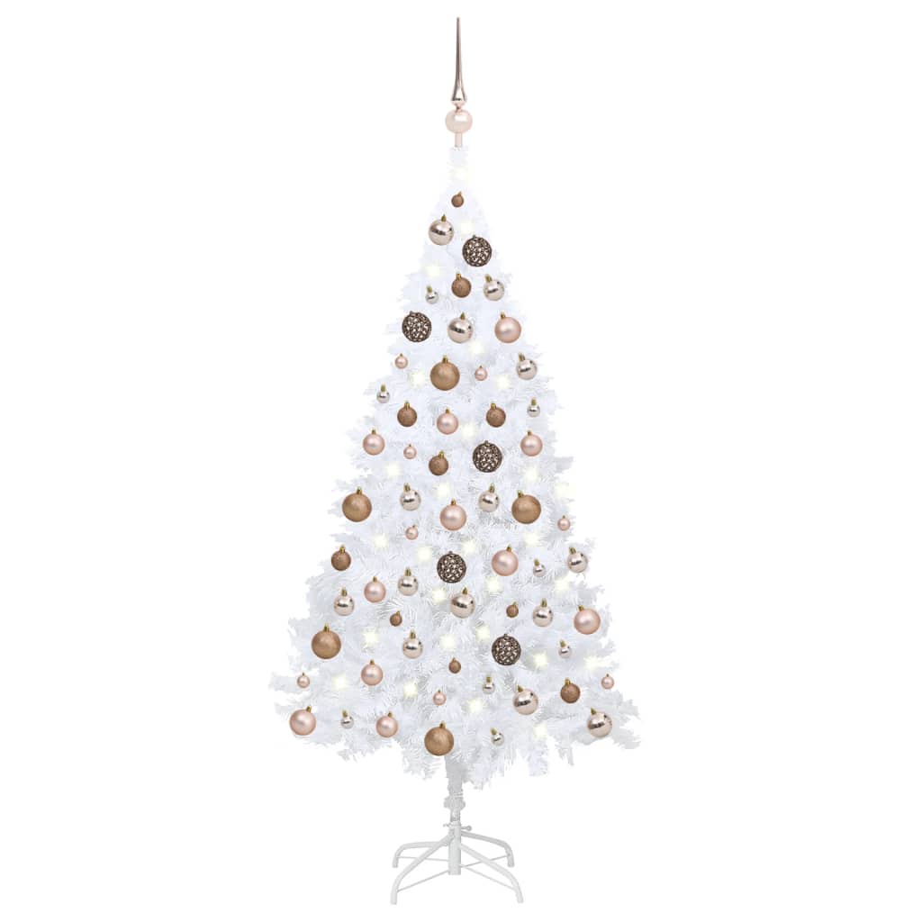 Vidaxl kunstkerstboom met verlichting en kerstballen 120 cm pvc wit