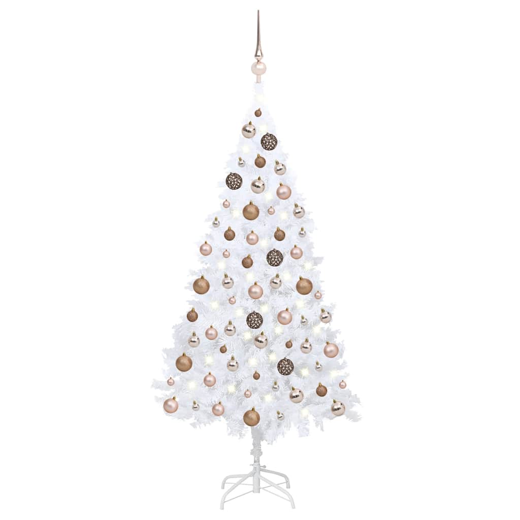 Vidaxl kunstkerstboom met verlichting en kerstballen 150 cm pvc wit