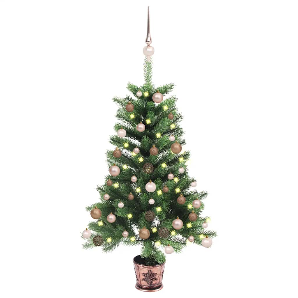 Vidaxl kunstkerstboom met verlichting en kerstballen 90 cm groen