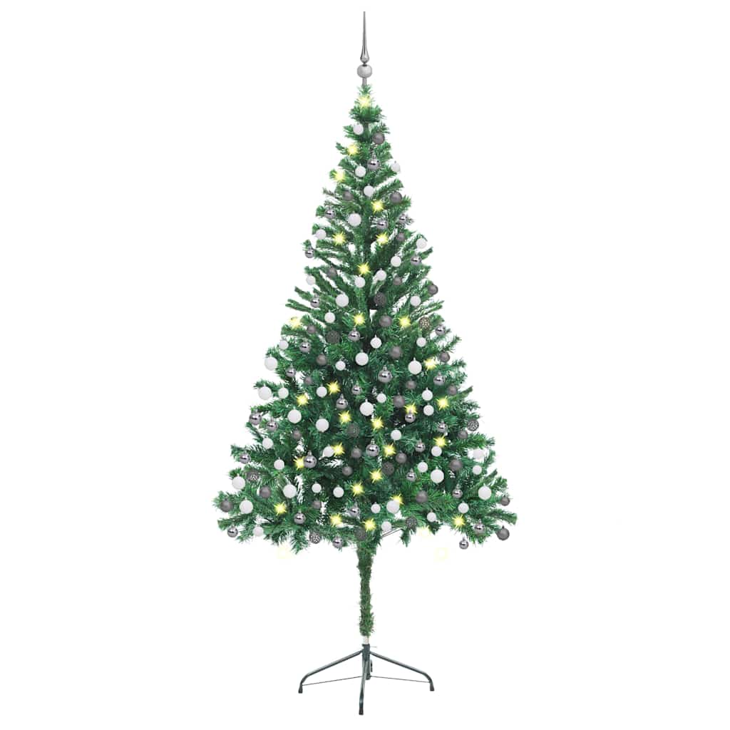 Vidaxl kunstkerstboom met verlichting en kerstballen 910 takken 210 cm