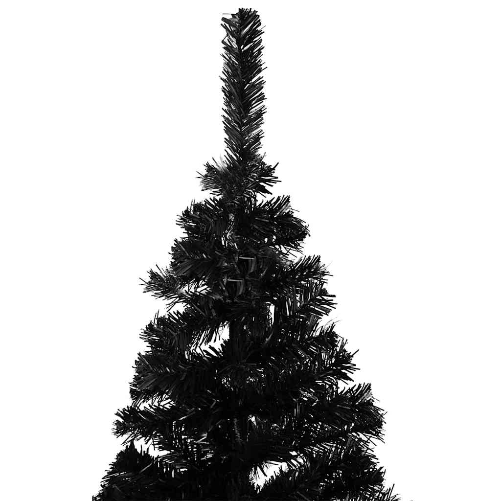 Vidaxl kunstkerstboom met verlichting en kerstballen 210 cm pvc zwart