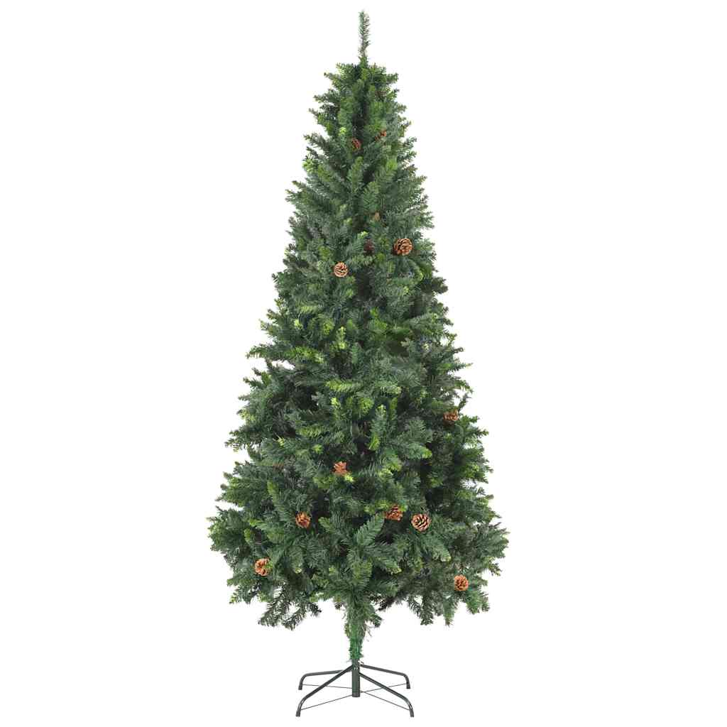 Vidaxl kunstkerstboom met verlichting kerstballen dennenappels 210 cm