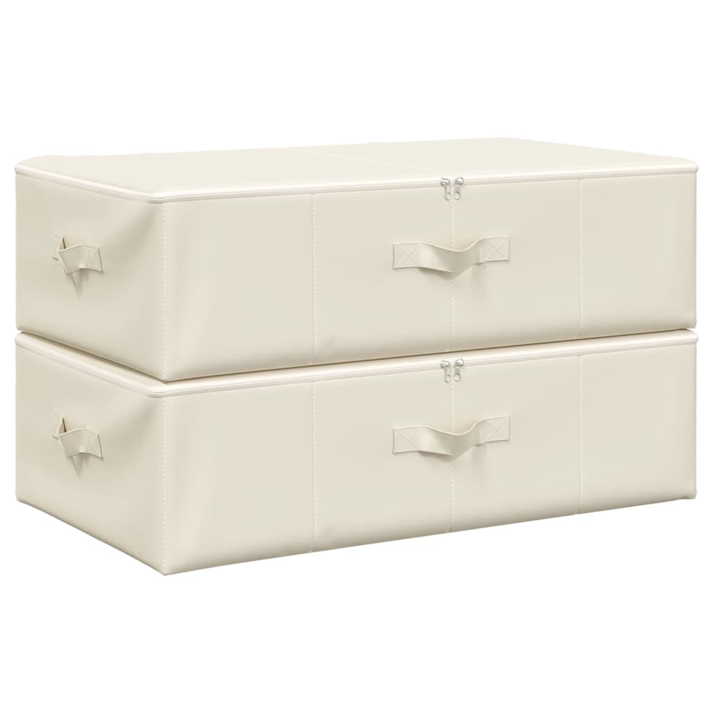 Vidaxl opbergboxen 2 st 70x40x18 cm stof crèmekleurig