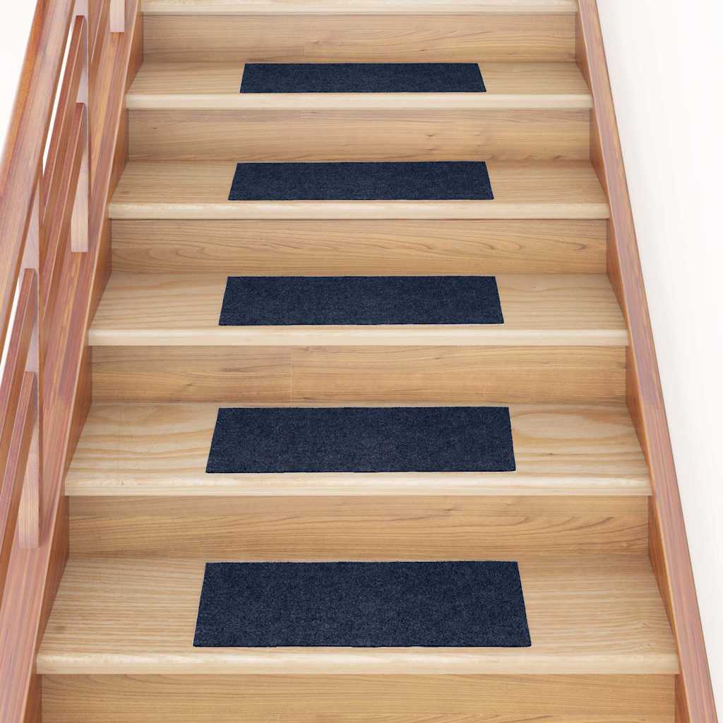 Vidaxl trapmatten zelfklevend 15 stuks 60x25 cm marineblauw rechthoekig