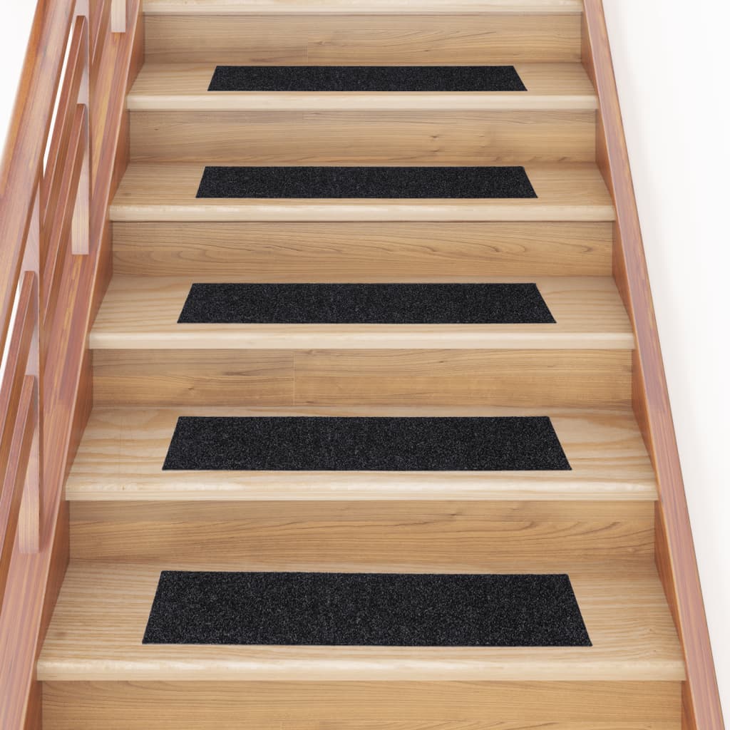 Vidaxl 15 st trapmatten zelfklevende rechthoekig 76x20 cm zwart