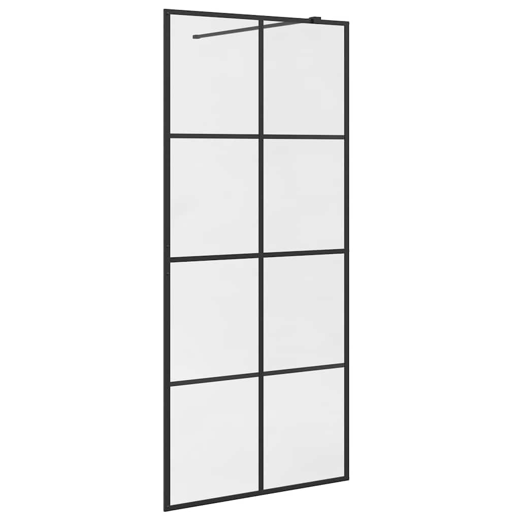 Vidaxl inloopdouchewand 90x195 cm esg-glas transparant en zwart