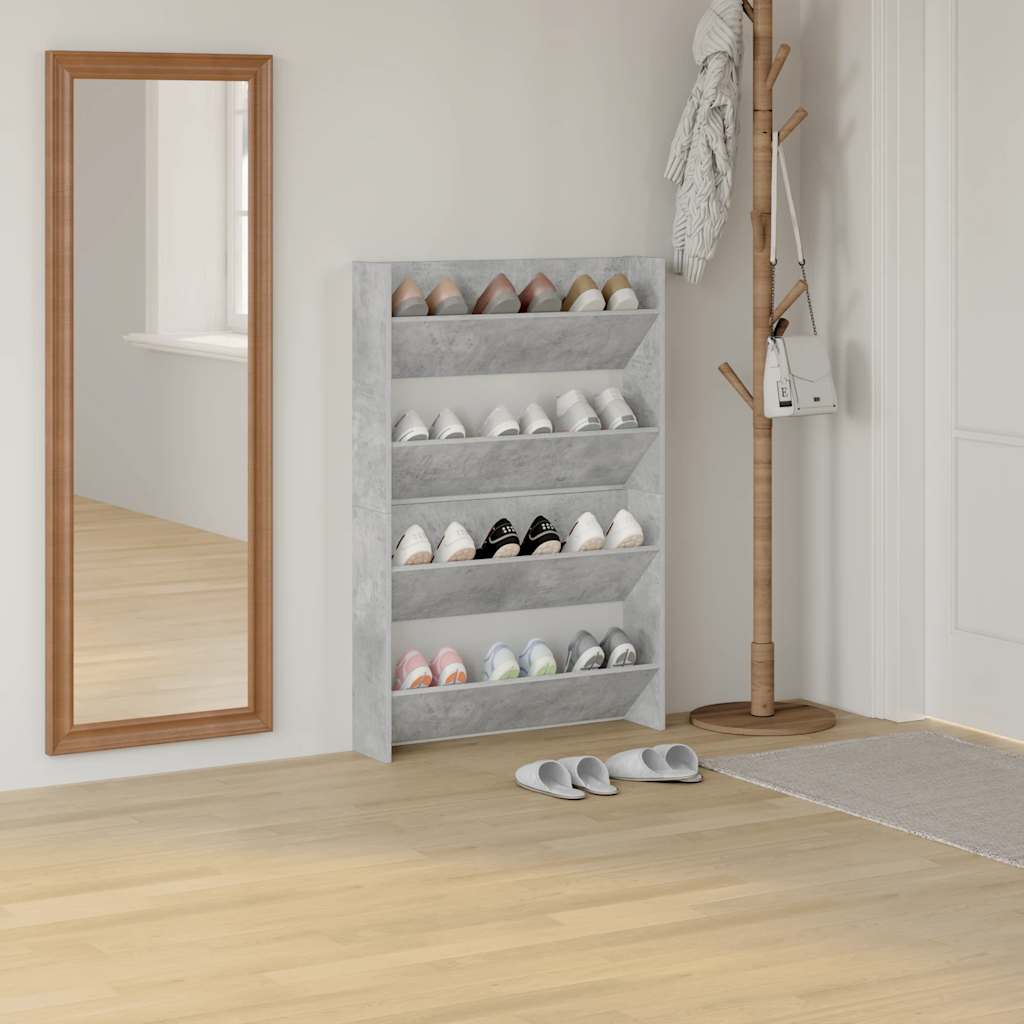 Vidaxl wandschoenenkasten 2 st 80x18x60 cm spaanplaat betongrijs
