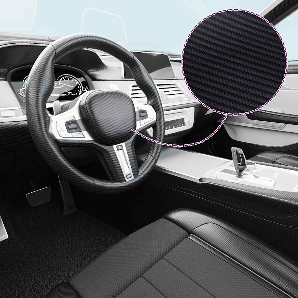 Vidaxl 2 st autofolie 3d 100x150 cm + 50x150 cm zwart