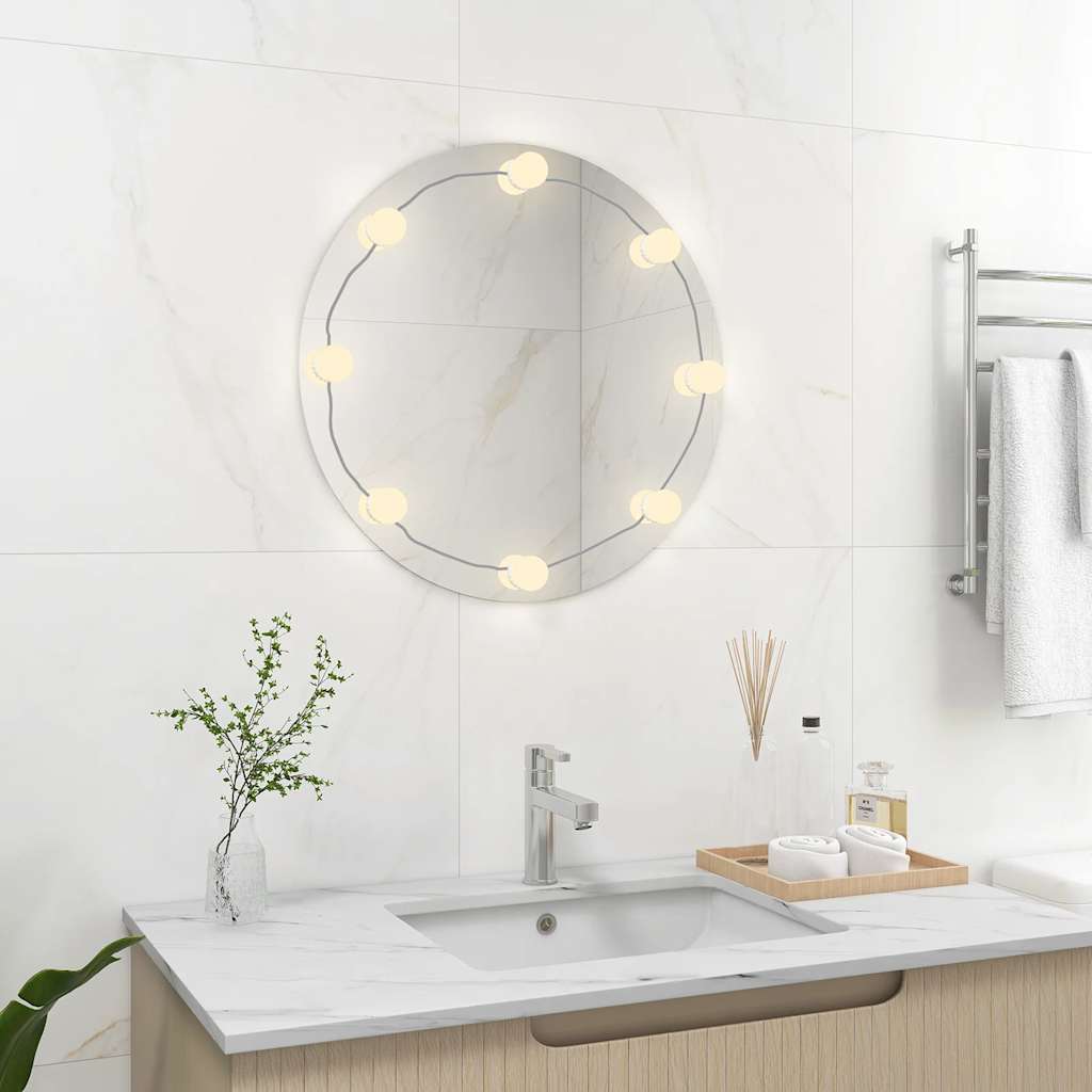 Vidaxl wandspiegel met led-lampen rond glas