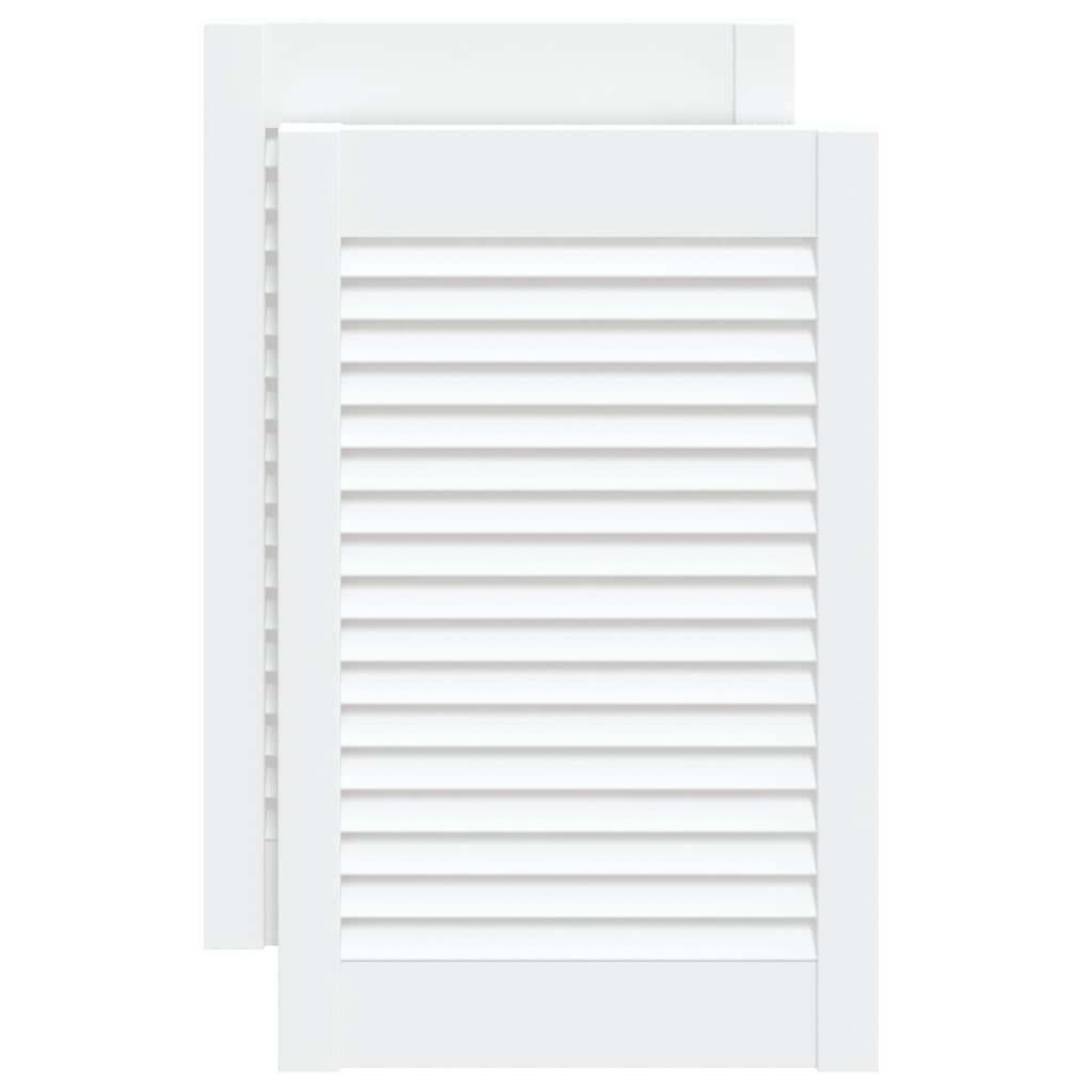 Vidaxl kastdeuren met lamellen 2 st 61,5x39,4 cm groenhout wit