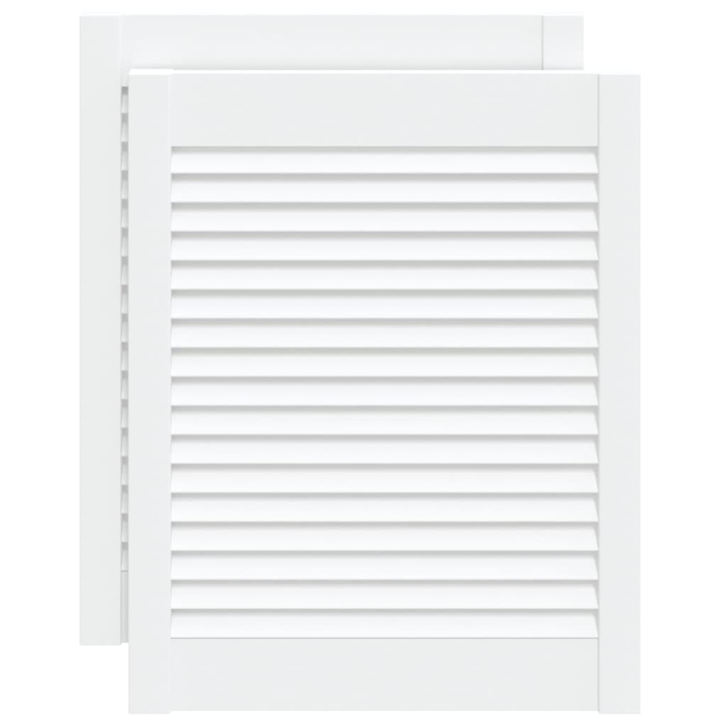 Vidaxl kastdeuren met lamellen 2 st 61,5x49,4 cm groenhout wit