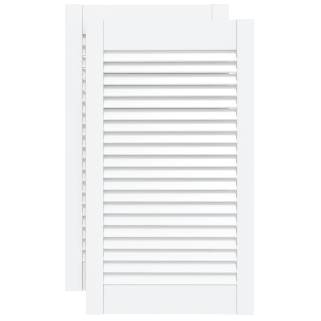 Vidaxl kastdeuren met lamellen 2 st 69x39,4 cm massief groenenhout wit