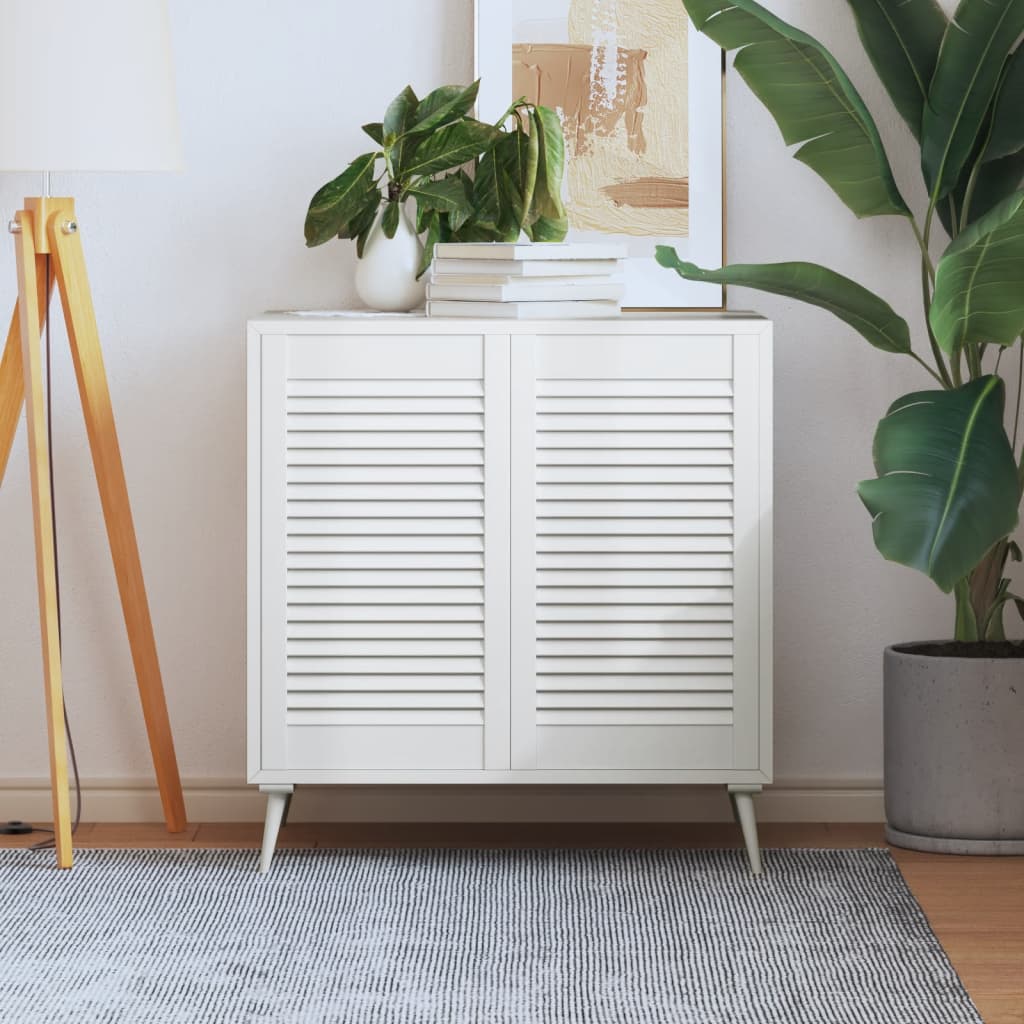 Vidaxl kastdeuren met lamellen 2 st 69x39,4 cm massief groenenhout wit