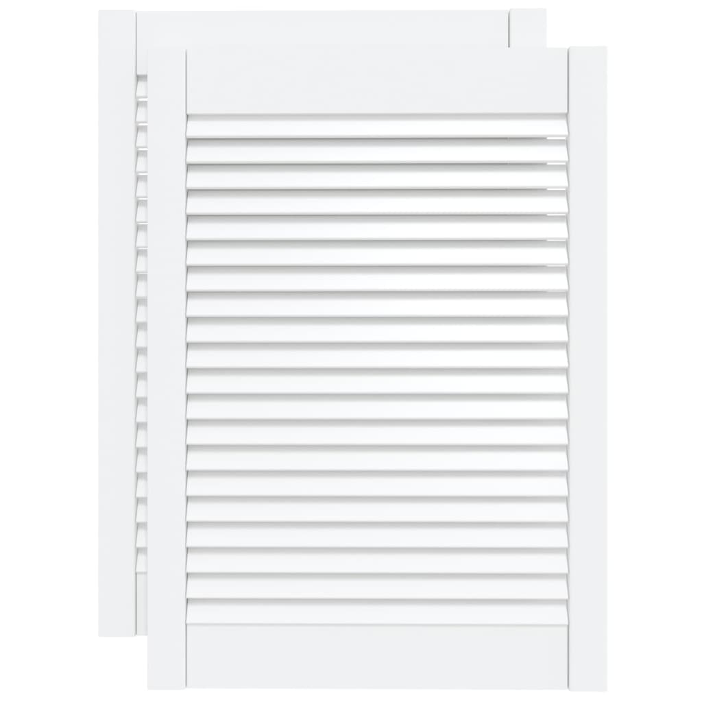 Vidaxl kastdeuren met lamellen 2 st 69x49,4 cm massief groenenhout wit