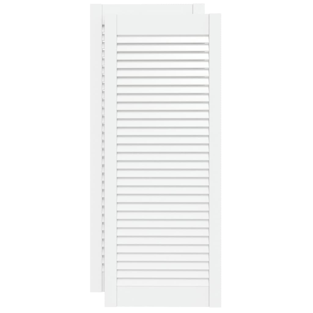 Vidaxl kastdeuren met lamellen 2 st 99,3x39,4 cm groenhout wit
