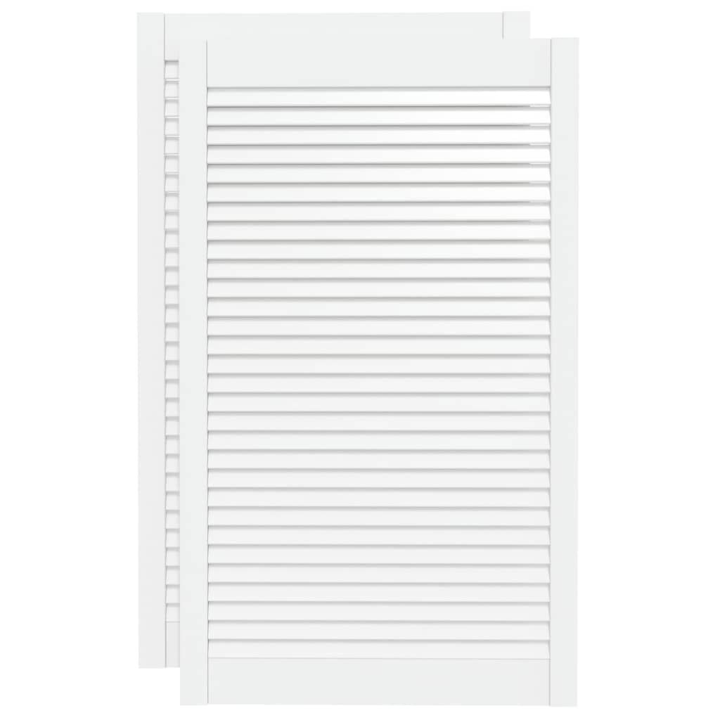 Vidaxl kastdeuren met lamellen 2 st 99,3x59,4 cm groenhout wit