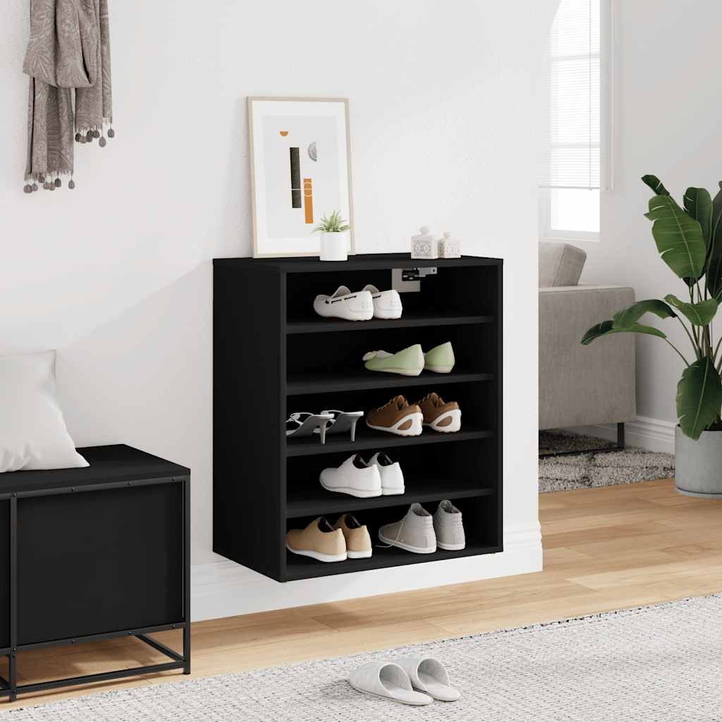 Vidaxl schoenenkast 60x35x70 cm bewerkt hout zwart