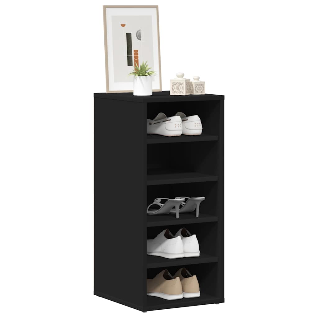 Vidaxl schoenenkasten 2 st 31,5x35x70 cm bewerkt hout zwart