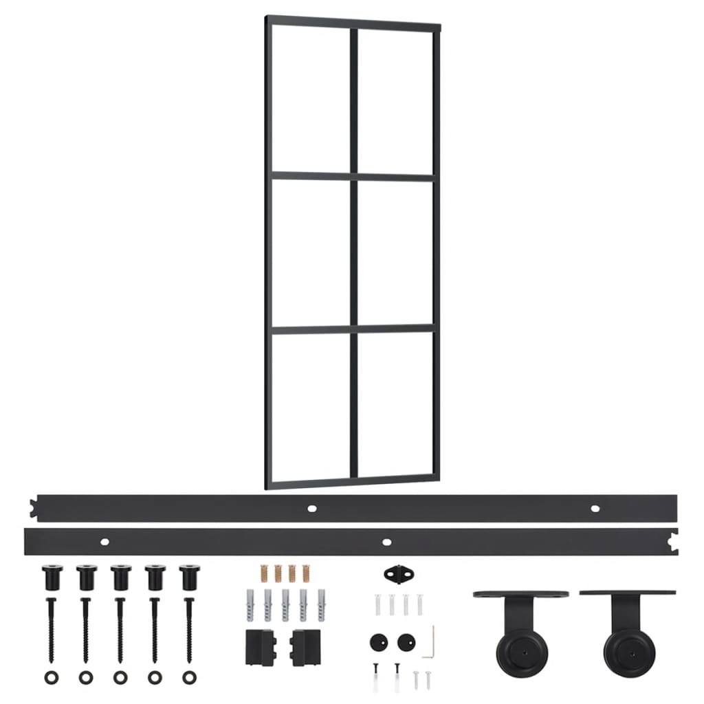 Vidaxl schuifdeur met beslag 76x205 cm aluminium en esg-glas