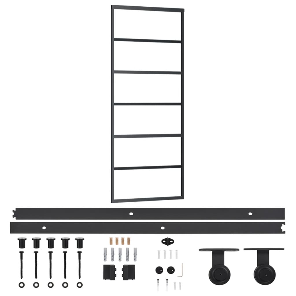 Vidaxl schuifdeur met beslag 76x205 cm aluminium en esg-glas