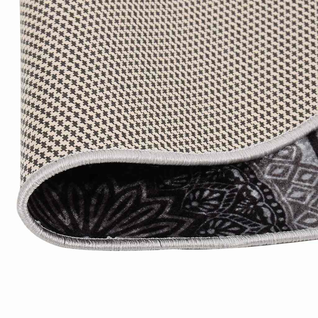 Vidaxl vloerkleed wasbaar anti-slip ø120 cm zwart en grijs