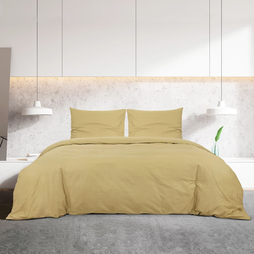 Vidaxl dekbedovertrekset lichtgewicht 140x200 cm microvezel taupe