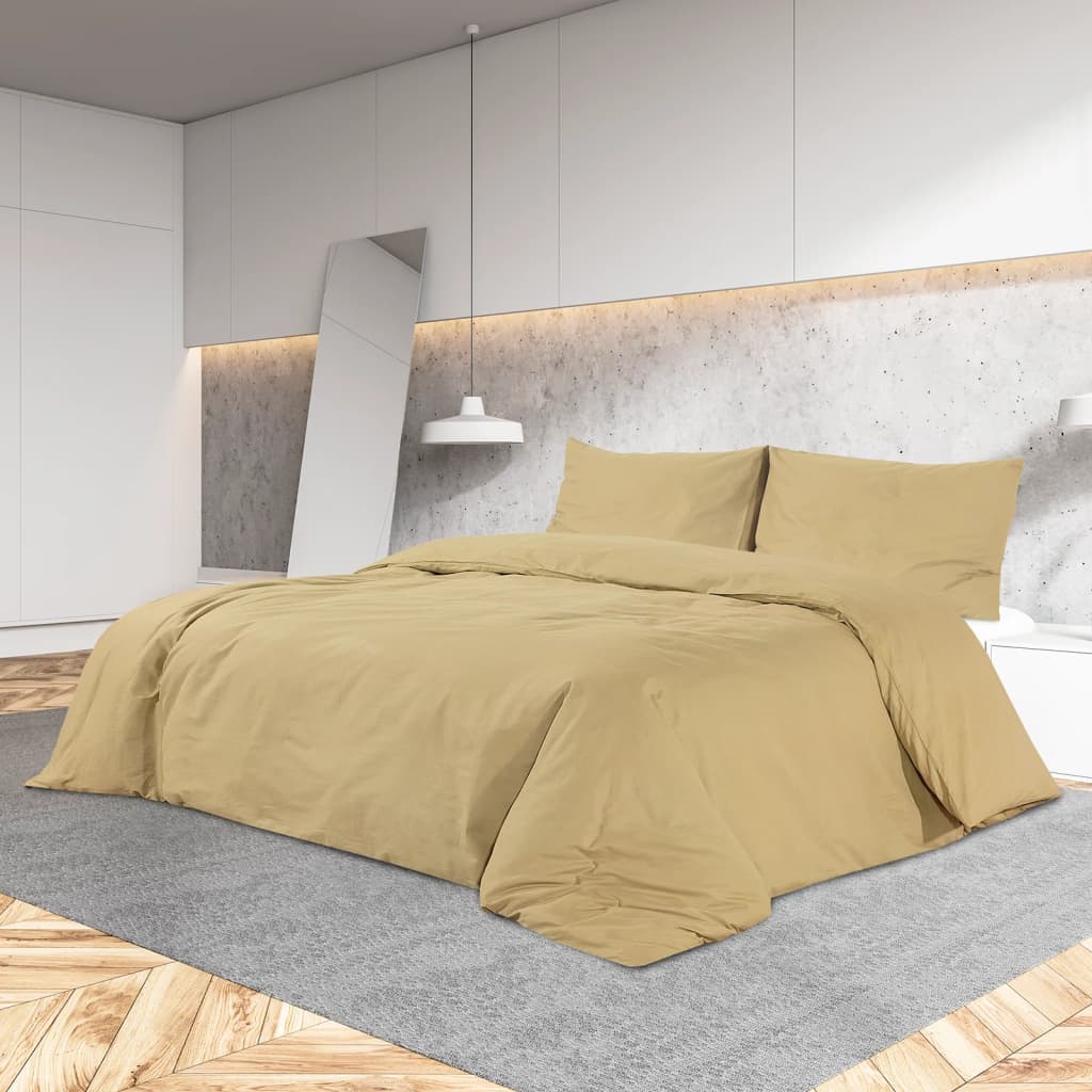 Vidaxl dekbedovertrekset lichtgewicht 155x220 cm microvezel taupe