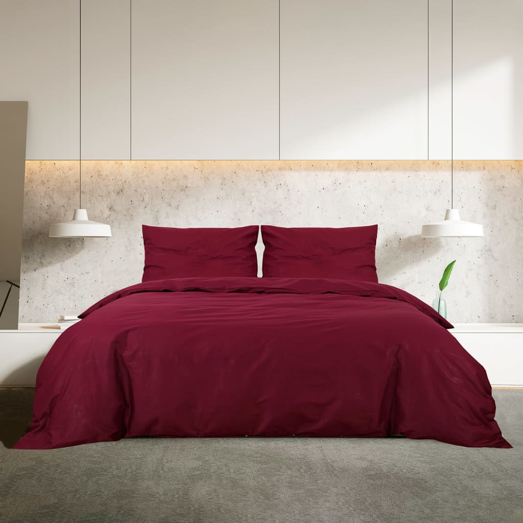 Vidaxl dekbedovertrekset lichtgewicht 135x200 cm microvezel bordeaux