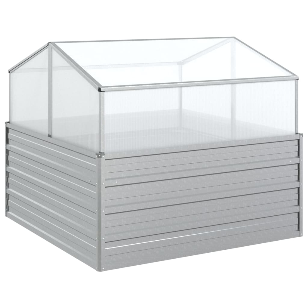 Vidaxl plantenbak met kas ingezoomd 100x100x85 cm zilverkleurig