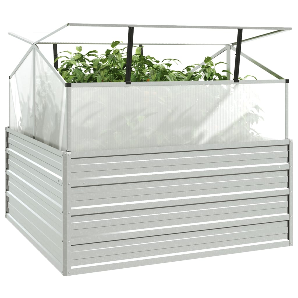 Vidaxl plantenbak met kas ingezoomd 100x100x85 cm zilverkleurig