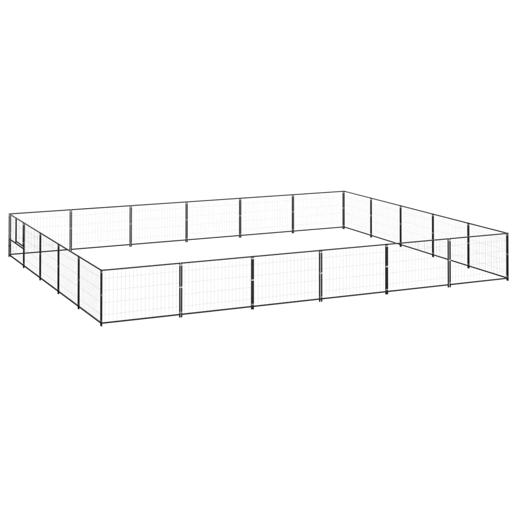 VidaXL Hondenkennel 30 m² staal zwart