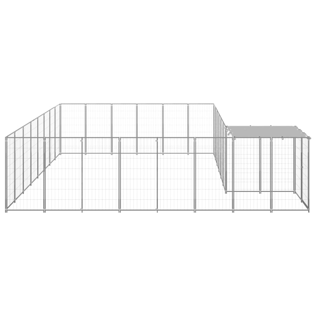 VidaXL Hondenkennel 15,73 m² staal zilverkleurig