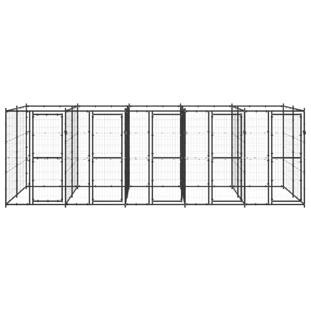 VidaXL Hondenkennel 12,1 m² staal