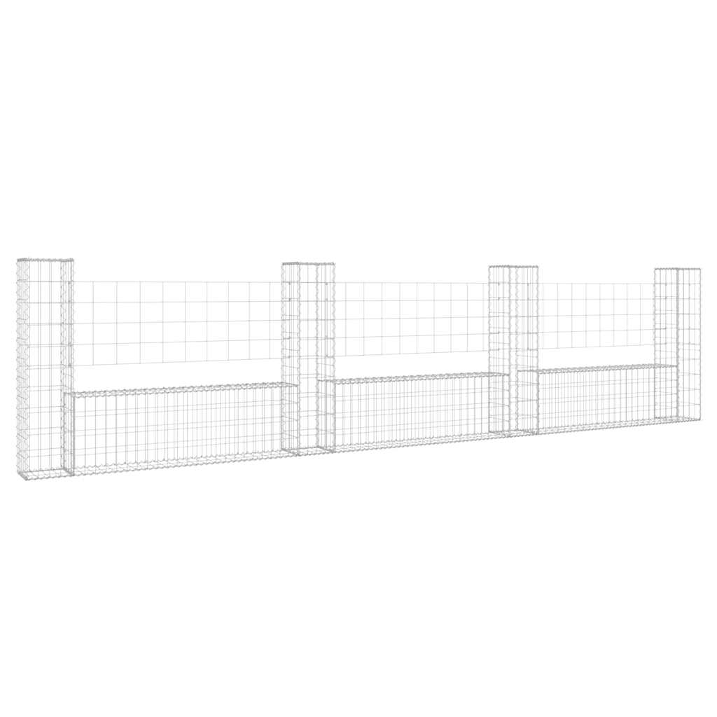 Vidaxl schanskorf u-vormig met 4 palen 380x20x100 cm ijzer