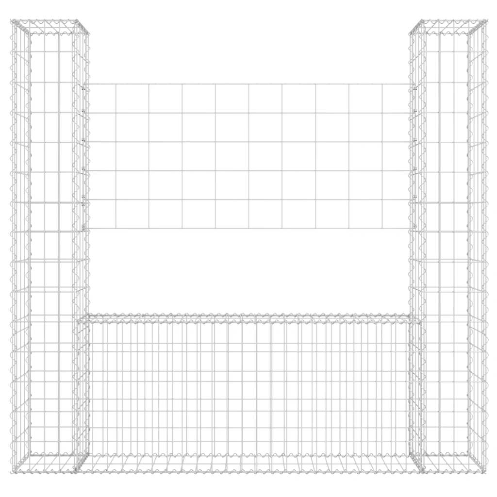 Vidaxl schanskorf u-vormig met 2 palen 140x20x150 cm ijzer