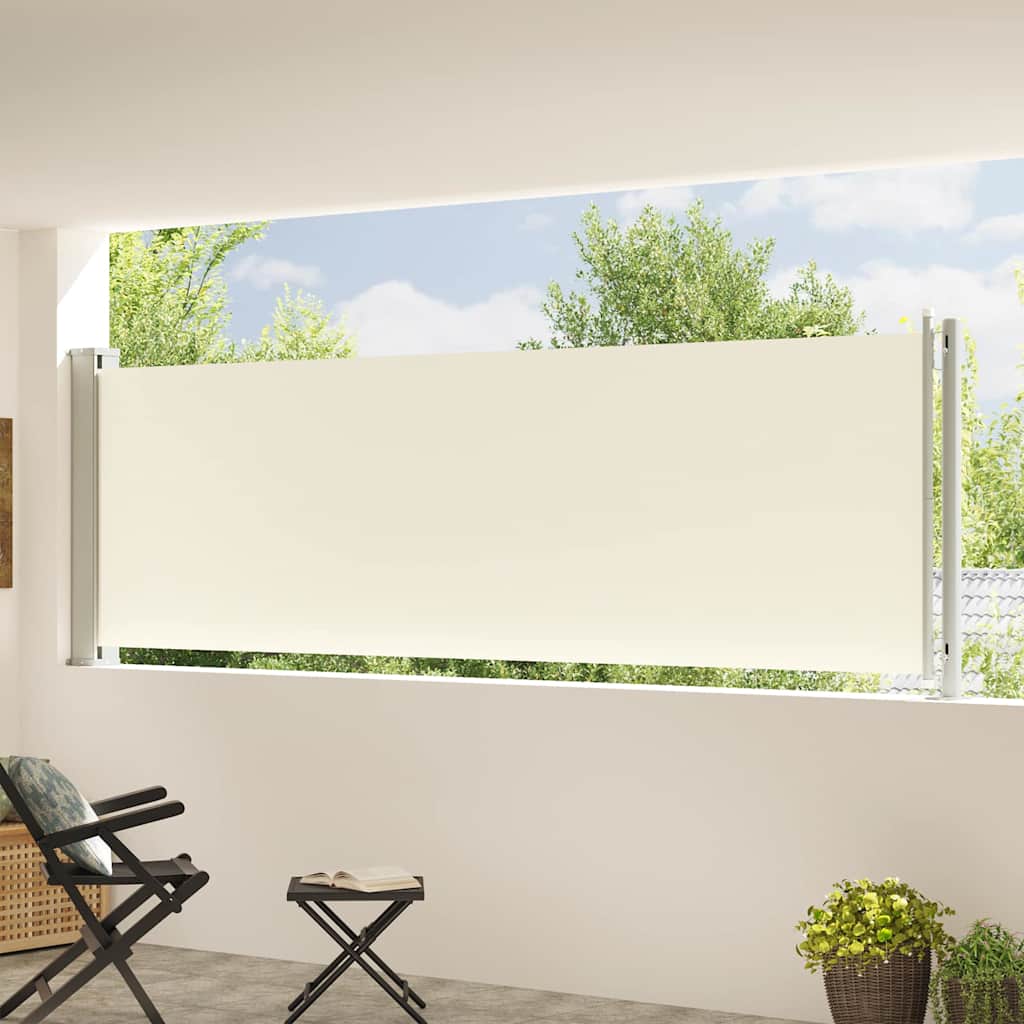 Vidaxl tuinscherm uittrekbaar 117x614 cm crèmekleurig