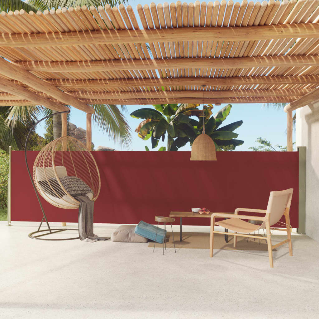 VidaXL Tuinscherm uittrekbaar 140x600 cm rood