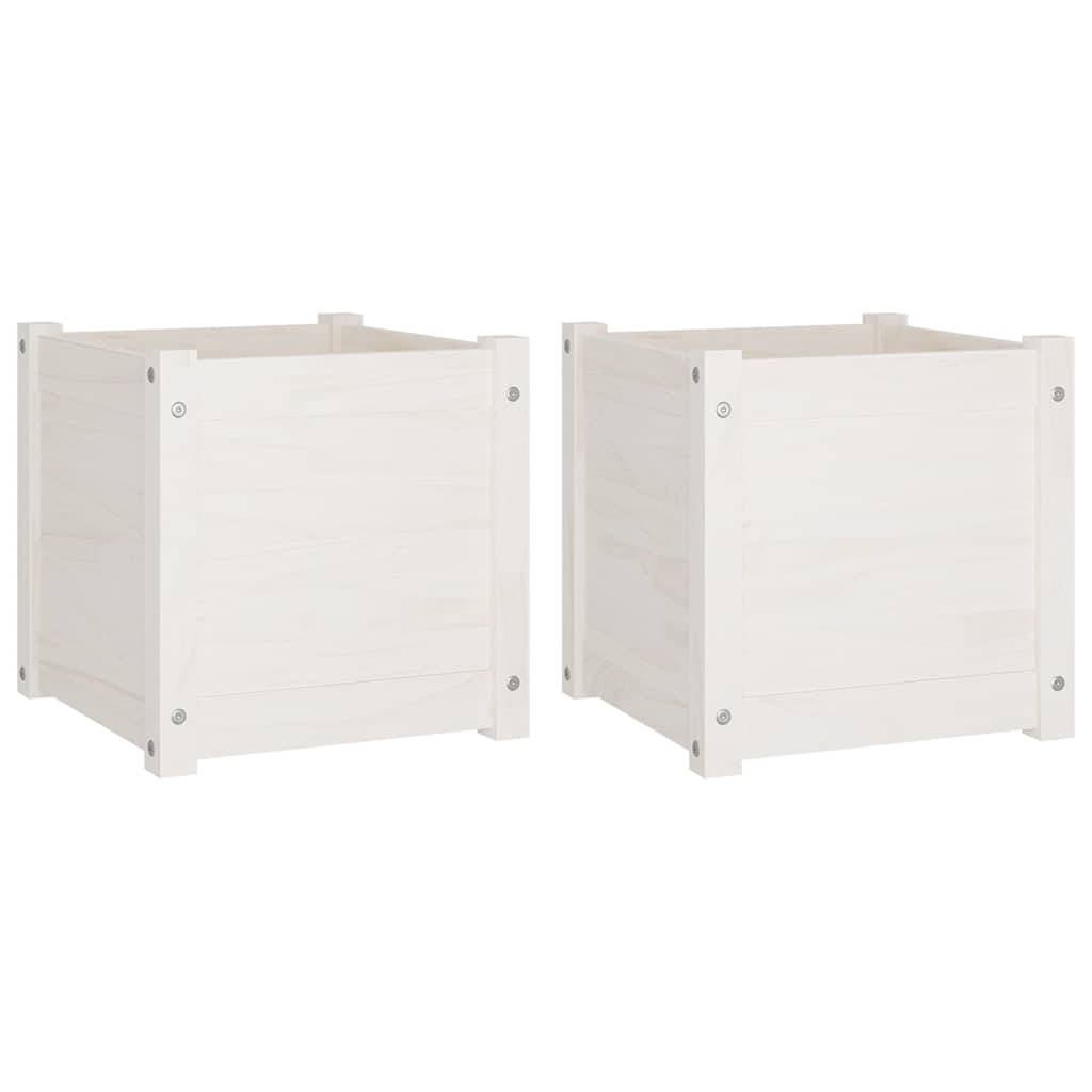 Vidaxl plantenbakken 2 st 40x40x40 cm massief grenenhout wit